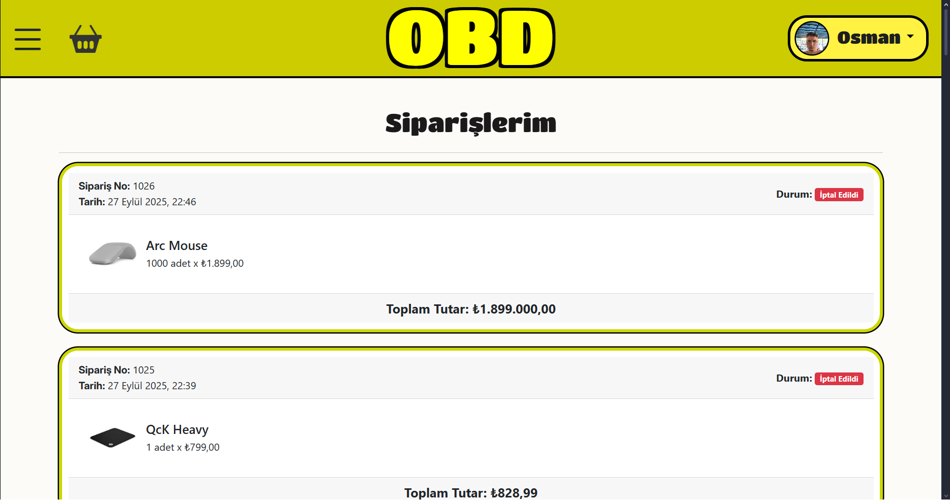 Siparişler